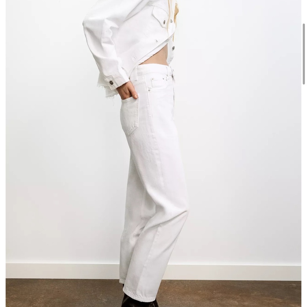 NWT Zara Mom Fit High Waisted Jeans White Denim Jeans 100% Cotton Size US 4 - Picture 4 of 11